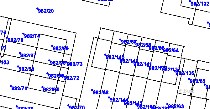 Parcela st. 982/145 v KÚ Újezd, Katastrální mapa