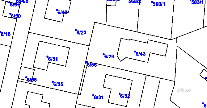 Parcela st. 6/29 v KÚ Újezd, Katastrální mapa