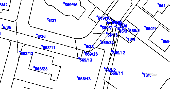 Parcela st. 6/38 v KÚ Újezd, Katastrální mapa