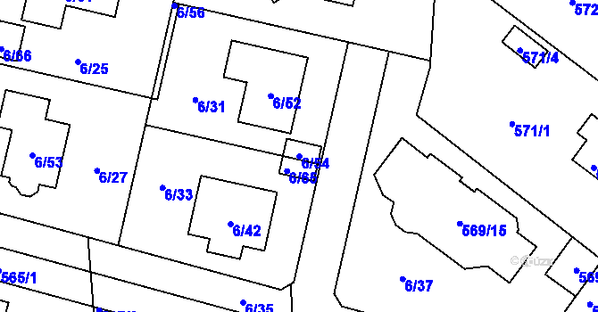 Parcela st. 6/54 v KÚ Újezd, Katastrální mapa