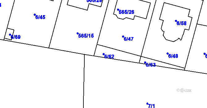 Parcela st. 6/62 v KÚ Újezd, Katastrální mapa
