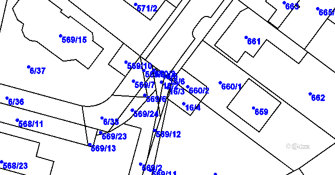 Parcela st. 16/3 v KÚ Újezd, Katastrální mapa