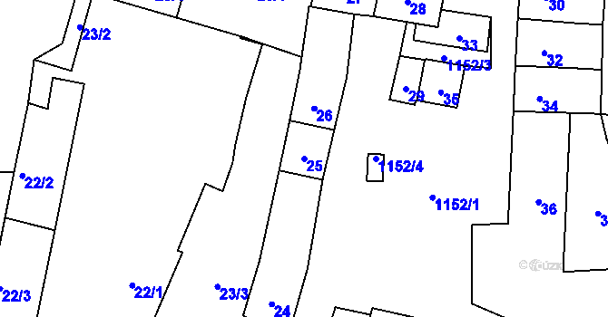 Parcela st. 25 v KÚ Újezd, Katastrální mapa