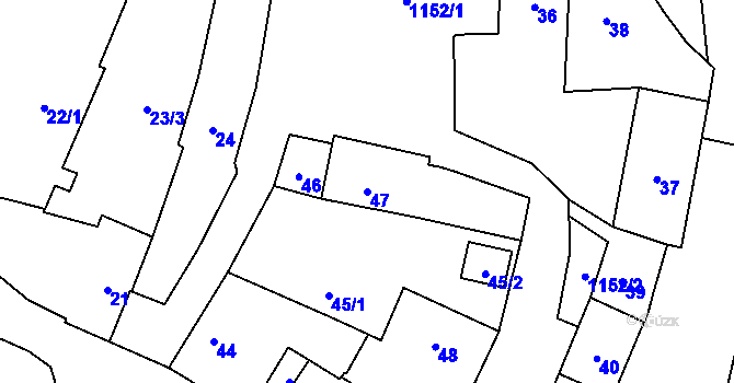 Parcela st. 47 v KÚ Újezd, Katastrální mapa