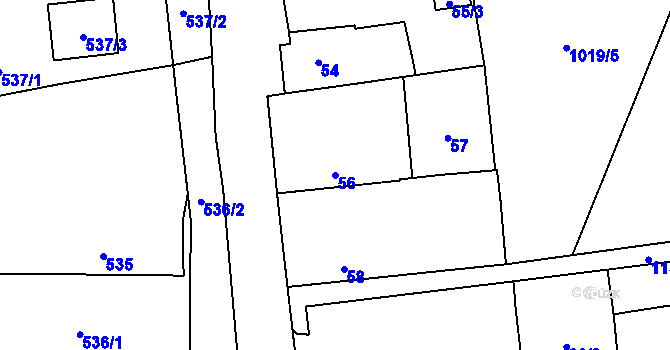 Parcela st. 56 v KÚ Újezd, Katastrální mapa