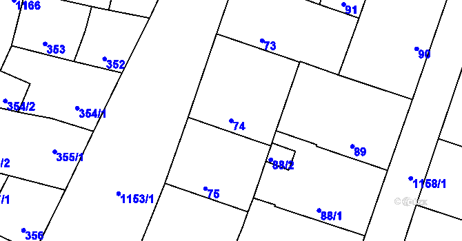 Parcela st. 74 v KÚ Újezd, Katastrální mapa