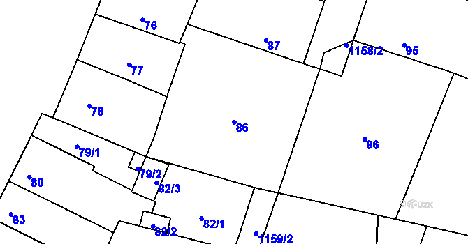 Parcela st. 86 v KÚ Újezd, Katastrální mapa
