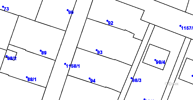 Parcela st. 93 v KÚ Újezd, Katastrální mapa