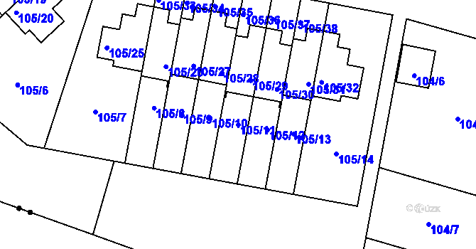 Parcela st. 105/11 v KÚ Újezd, Katastrální mapa