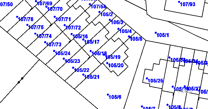 Parcela st. 105/19 v KÚ Újezd, Katastrální mapa