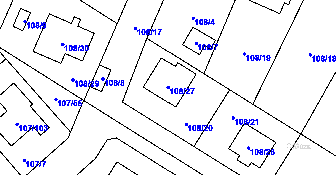 Parcela st. 108/27 v KÚ Újezd, Katastrální mapa