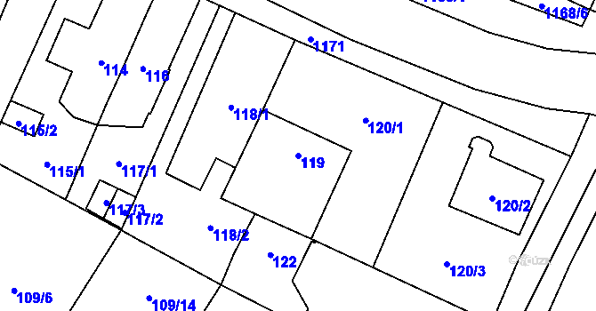 Parcela st. 119 v KÚ Újezd, Katastrální mapa