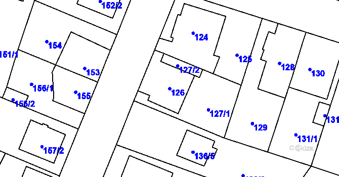 Parcela st. 126 v KÚ Újezd, Katastrální mapa