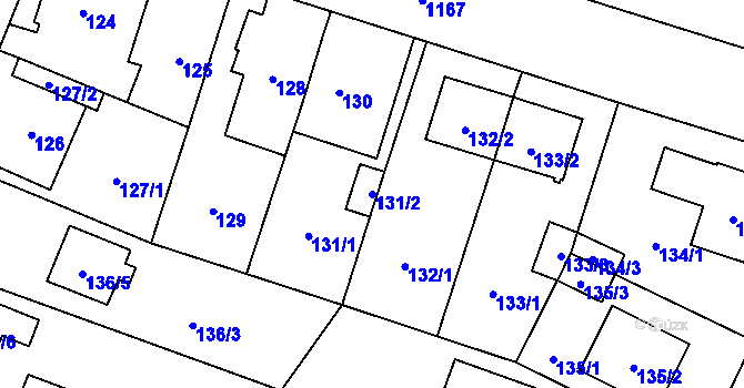 Parcela st. 131/2 v KÚ Újezd, Katastrální mapa
