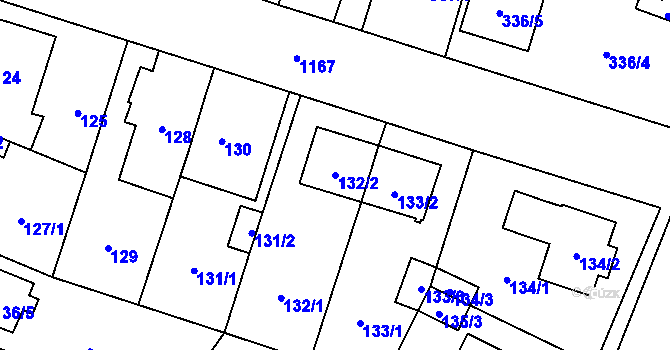 Parcela st. 132/2 v KÚ Újezd, Katastrální mapa