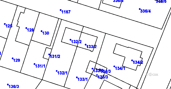 Parcela st. 133/2 v KÚ Újezd, Katastrální mapa