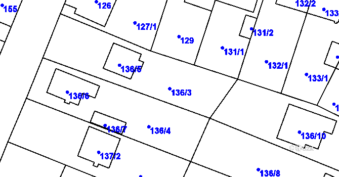 Parcela st. 136/3 v KÚ Újezd, Katastrální mapa