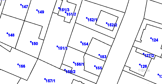 Parcela st. 154 v KÚ Újezd, Katastrální mapa