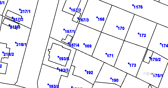 Parcela st. 169 v KÚ Újezd, Katastrální mapa