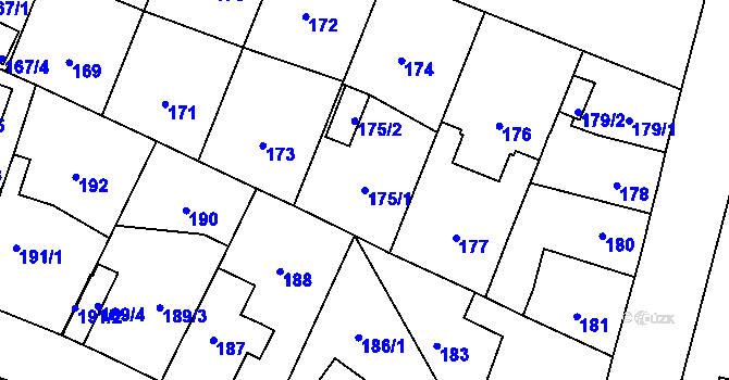 Parcela st. 175/1 v KÚ Újezd, Katastrální mapa