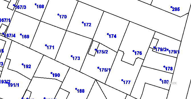 Parcela st. 175/2 v KÚ Újezd, Katastrální mapa