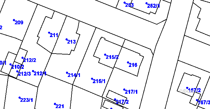 Parcela st. 215/2 v KÚ Újezd, Katastrální mapa