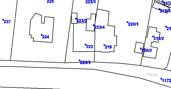 Parcela st. 222 v KÚ Újezd, Katastrální mapa