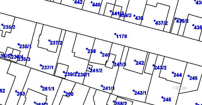 Parcela st. 240 v KÚ Újezd, Katastrální mapa