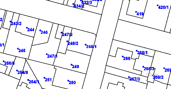 Parcela st. 248/1 v KÚ Újezd, Katastrální mapa