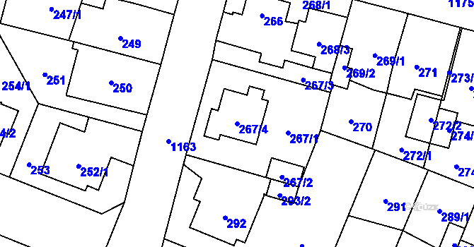 Parcela st. 267/4 v KÚ Újezd, Katastrální mapa