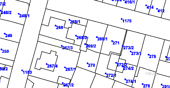 Parcela st. 269/2 v KÚ Újezd, Katastrální mapa