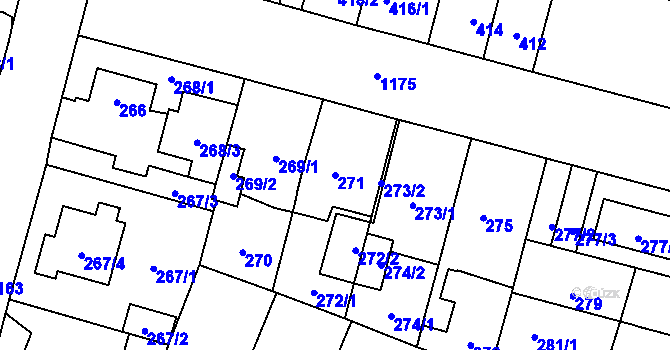 Parcela st. 271 v KÚ Újezd, Katastrální mapa