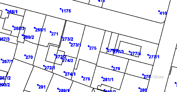 Parcela st. 275 v KÚ Újezd, Katastrální mapa