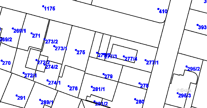 Parcela st. 277/3 v KÚ Újezd, Katastrální mapa