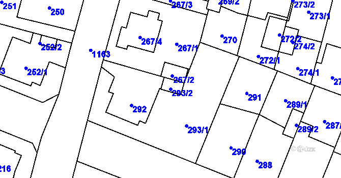 Parcela st. 293/2 v KÚ Újezd, Katastrální mapa