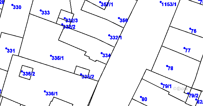 Parcela st. 334 v KÚ Újezd, Katastrální mapa