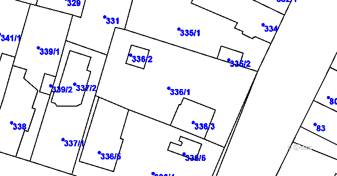 Parcela st. 336/1 v KÚ Újezd, Katastrální mapa