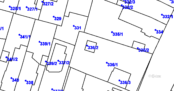 Parcela st. 336/2 v KÚ Újezd, Katastrální mapa