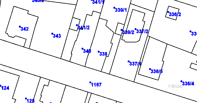 Parcela st. 338 v KÚ Újezd, Katastrální mapa