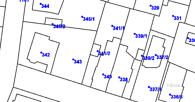 Parcela st. 341/2 v KÚ Újezd, Katastrální mapa