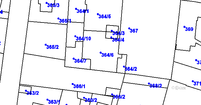 Parcela st. 364/6 v KÚ Újezd, Katastrální mapa