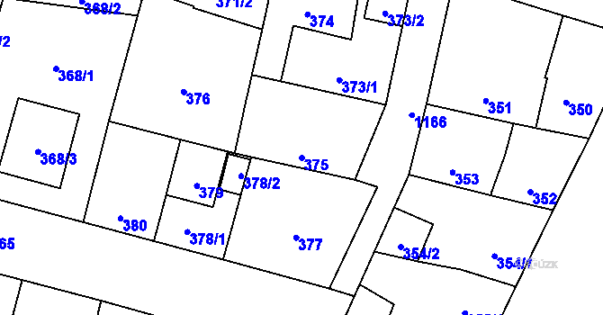 Parcela st. 375 v KÚ Újezd, Katastrální mapa