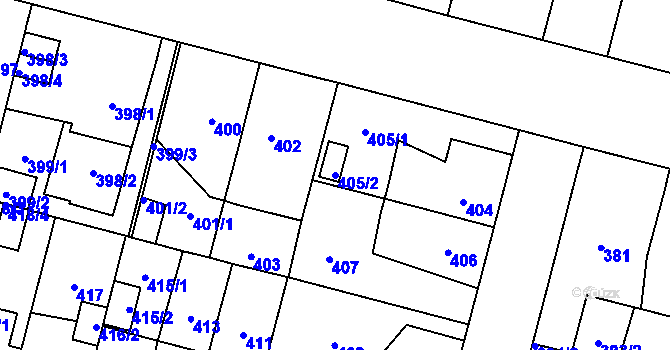 Parcela st. 405/2 v KÚ Újezd, Katastrální mapa