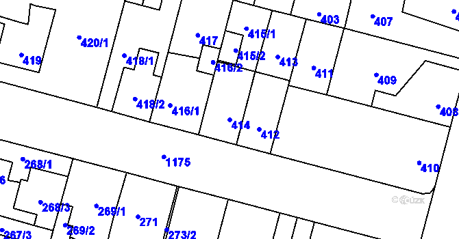 Parcela st. 414 v KÚ Újezd, Katastrální mapa