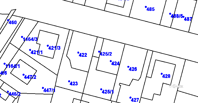 Parcela st. 425/2 v KÚ Újezd, Katastrální mapa