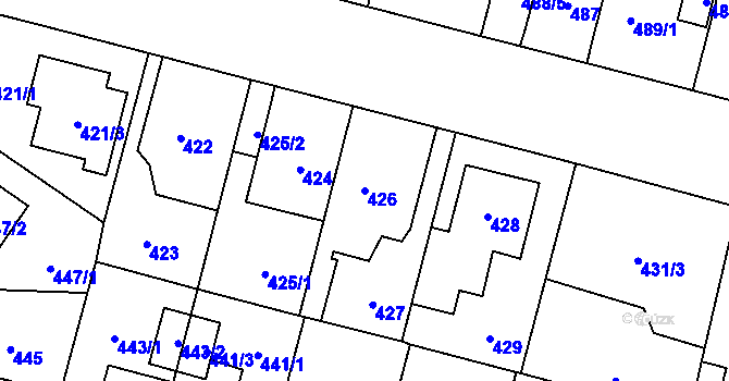 Parcela st. 426 v KÚ Újezd, Katastrální mapa
