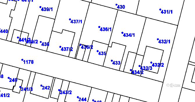 Parcela st. 435 v KÚ Újezd, Katastrální mapa