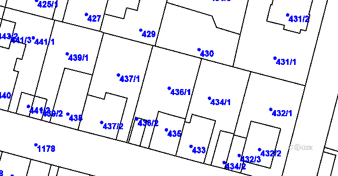 Parcela st. 436/1 v KÚ Újezd, Katastrální mapa