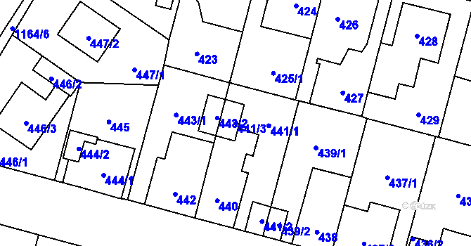 Parcela st. 441/3 v KÚ Újezd, Katastrální mapa