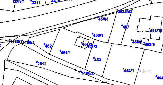Parcela st. 451/2 v KÚ Újezd, Katastrální mapa